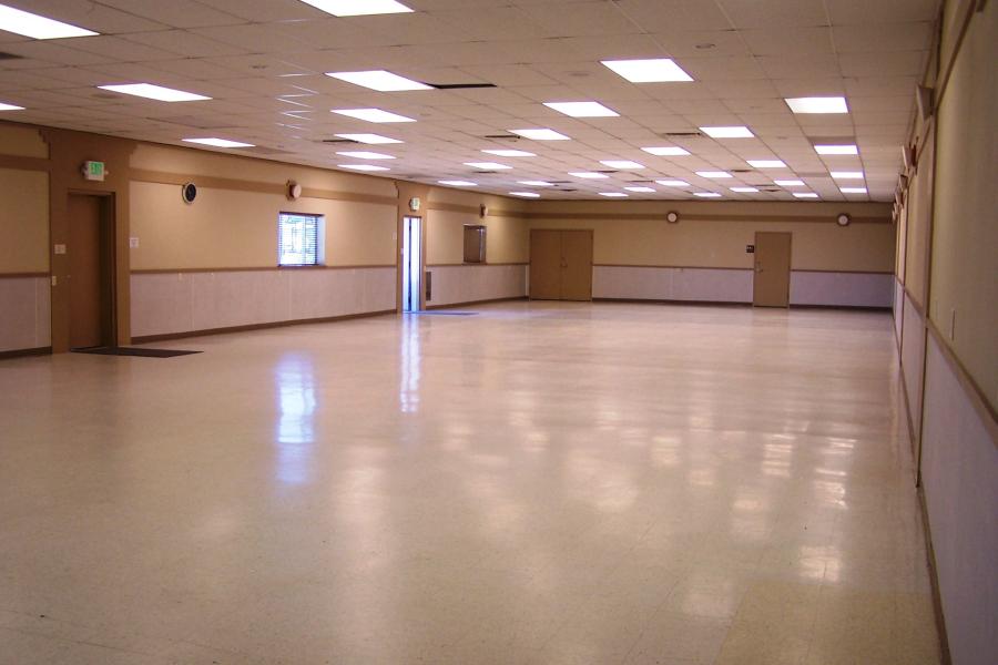 Photograph of the Community Building empty interior 