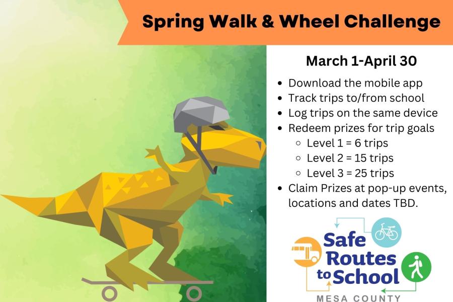 District 51 elementary and middle school students are invited to participate in the Spring Walk & Roll Challenge from March 1 to April 30, 2023