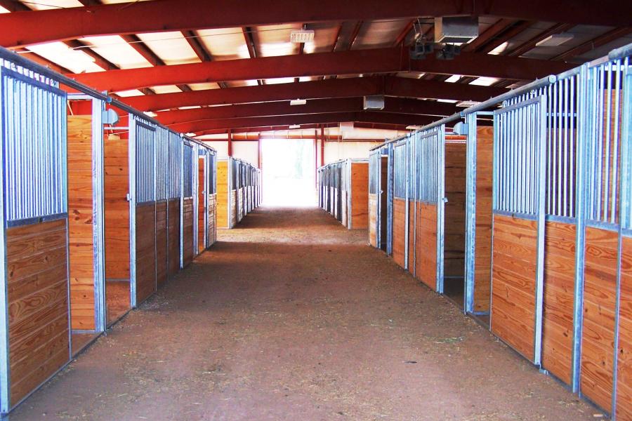 Photograph of interior of stables