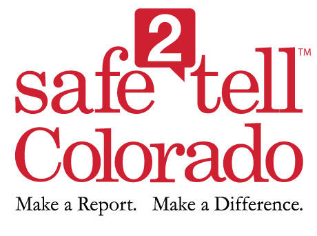 Safe 2 tell Colorado.  Make a report.  Make a difference logo