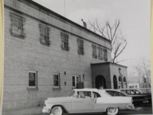 Historical photograph of the outside of the old Mesa County jail building at 544 Rood Avenue