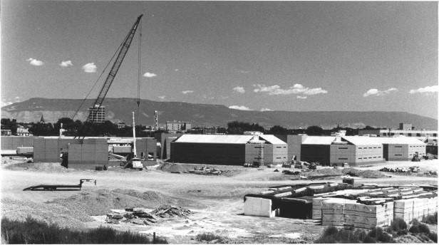 Historical photograph of the construction of the Detention Facility