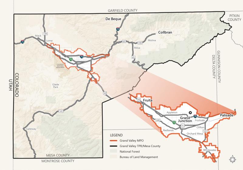 Map of Grand Valley Metropolitan Planning Organization and Transportation Planning Region Boundary