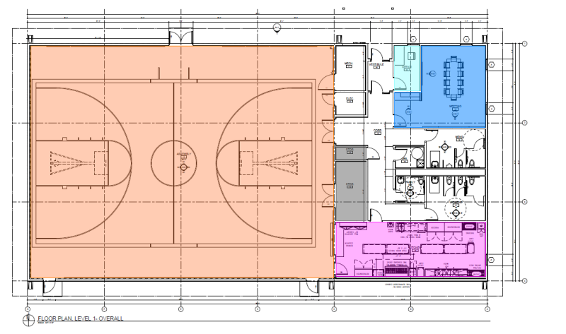 Design graphic for De Beque Community Hall.  Floor Plan