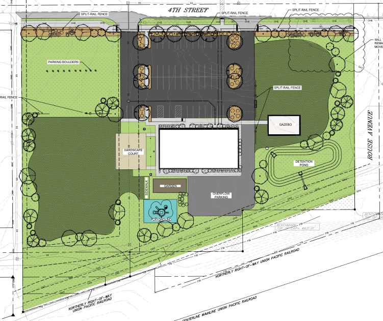 Design graphic for De Beque Community Hall - Site Plan