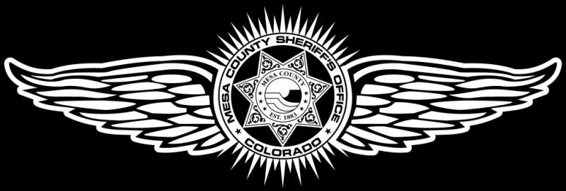 Unmanned Aerial Vehicle Program Logo with Mesa County Colorado Sheriff's Office logo with wings to the side