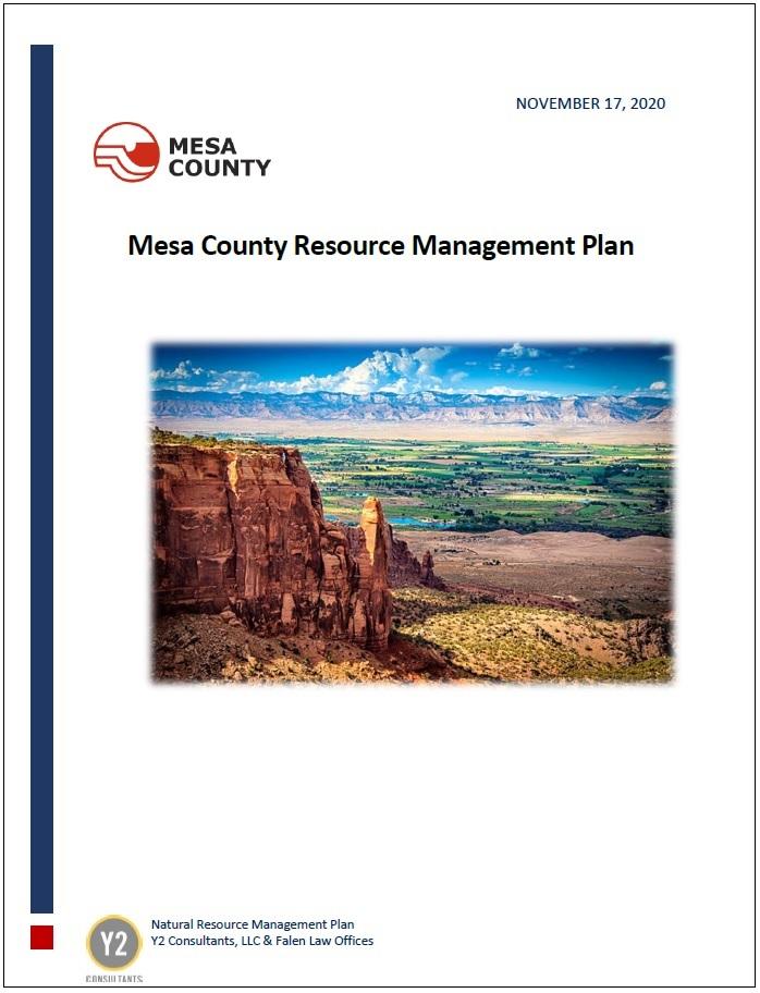Cover Page of the Mesa County Resource Management Plan November 17, 2020