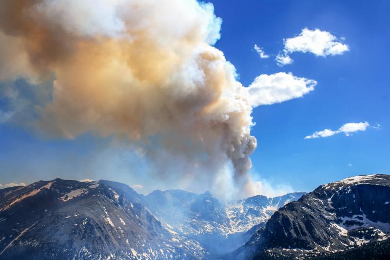 Photograph of Smoke from a wildfire in the Rocky Mountains of Colorado.