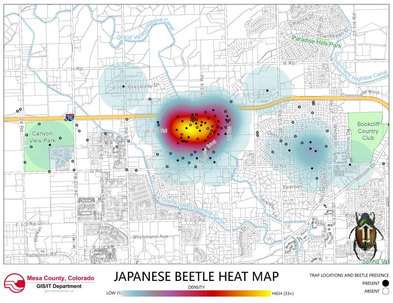 Japanese Beetle Trapping Heat Map
