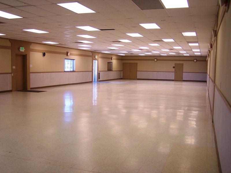 Photograph of the Community Building empty interior 