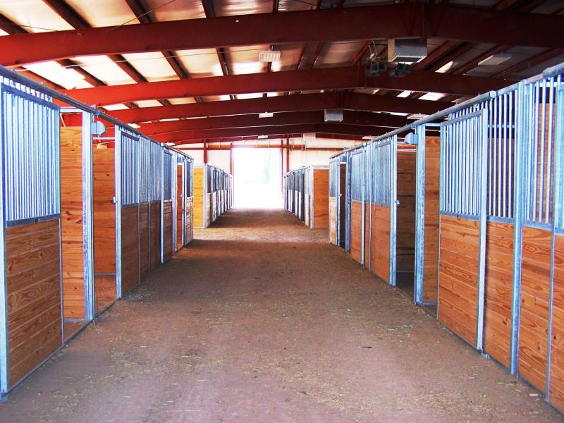 Photograph of interior of stables