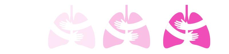 icon shows 3 sets of bring pink-purple lungs with white arms embracing each of them