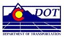 Colorado Department of Transportation logo is a drawn blue mountain with a white snowy tip, and a red C for Colorado superimposed on the mountain.