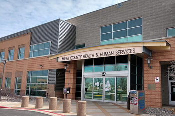 The Health and Human Services building front entry.