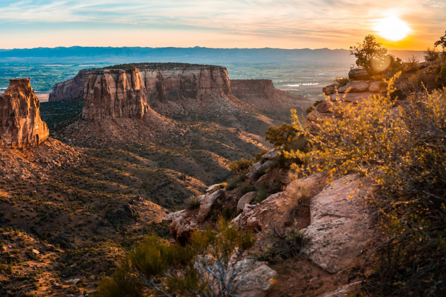The sun rising at the Colorado National Monument. 