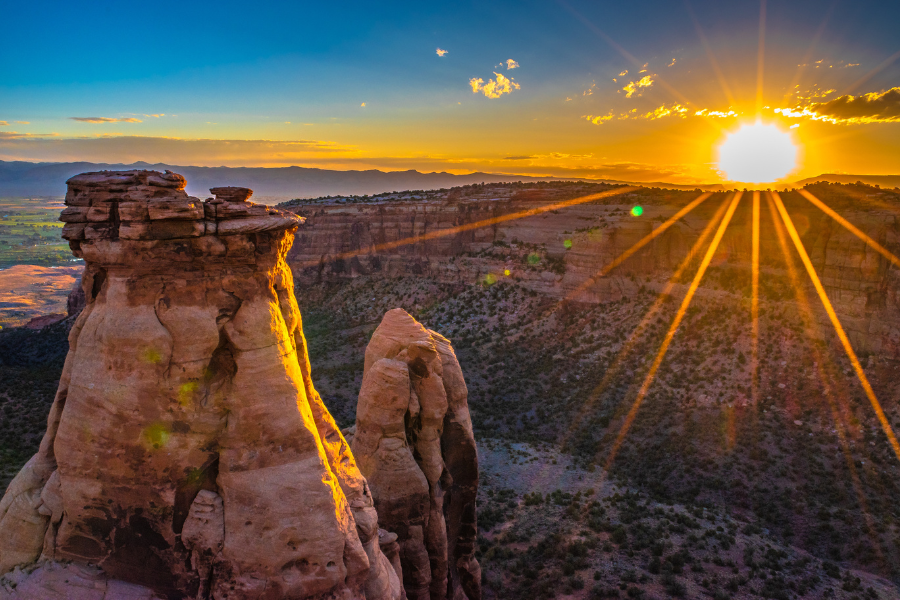 sun rising over the Colorado National Monument