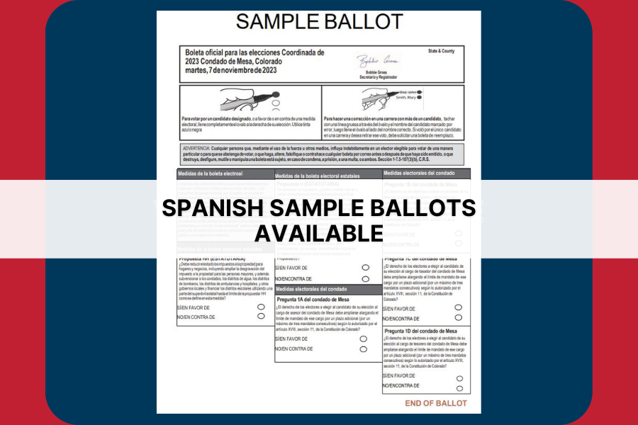 Spanish Sample Ballot with text reading "SPANISH SAMPLE BALLOTS AVAILABLE".